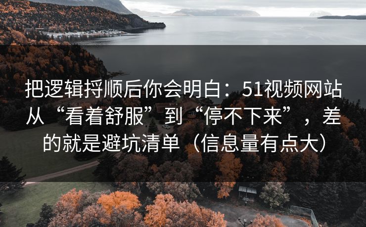把逻辑捋顺后你会明白:51视频网站从“看着舒服”到“停不下来”,差的就是避坑清单(信息量有点大)