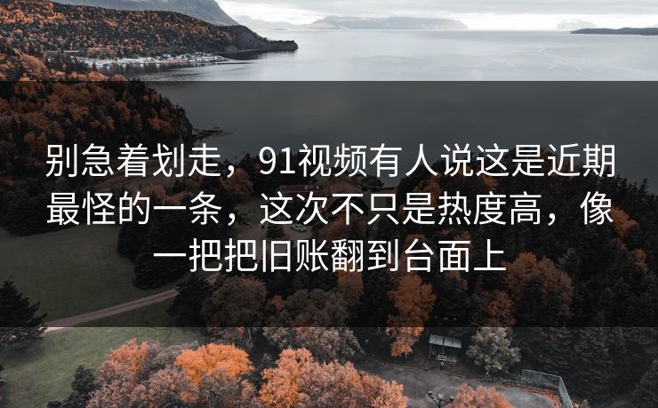 别急着划走,91视频有人说这是近期最怪的一条,这次不只是热度高,像一把把旧账翻到台面上 别急着划走,91视频有人说这是近期最怪的一条,这次不只是热度高,像一把把旧账翻到台面上