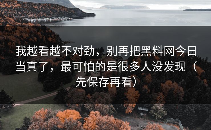 我越看越不对劲,别再把黑料网今日当真了,最可怕的是很多人没发现(先保存再看)